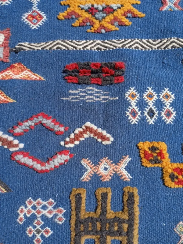 Moroccan Kilim Rug - Handwoven Blue Berber Tapestry - Image 2